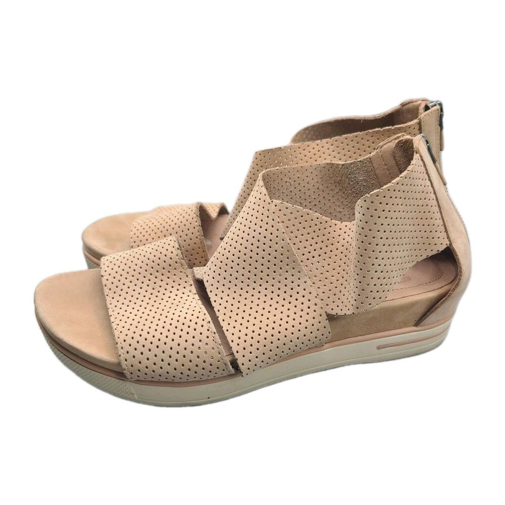 Eileen Fisher Women Sz 7.5 Sandals Perfo Nubuck Sport Suede Back Zip Powder Pink
